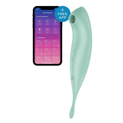 Смарт-вібратор з вакуумною стимуляцією – Satisfyer Twirling Pro+ Mint – двосторонній вібратор, App керування