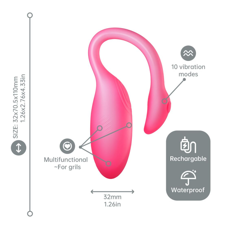 Смарт-віброяйце – Magic Motion Flamingo Max Pink, 2 в 1: віброяйце та тренажер Кегеля, 10 режимів вібрації