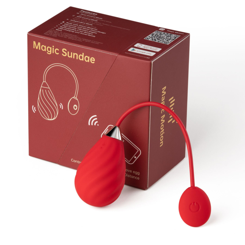 Смарт віброяйце Magic Motion Sundae Red – 10 встановлених режимів, дистанційне керування на відстанні, застосунок