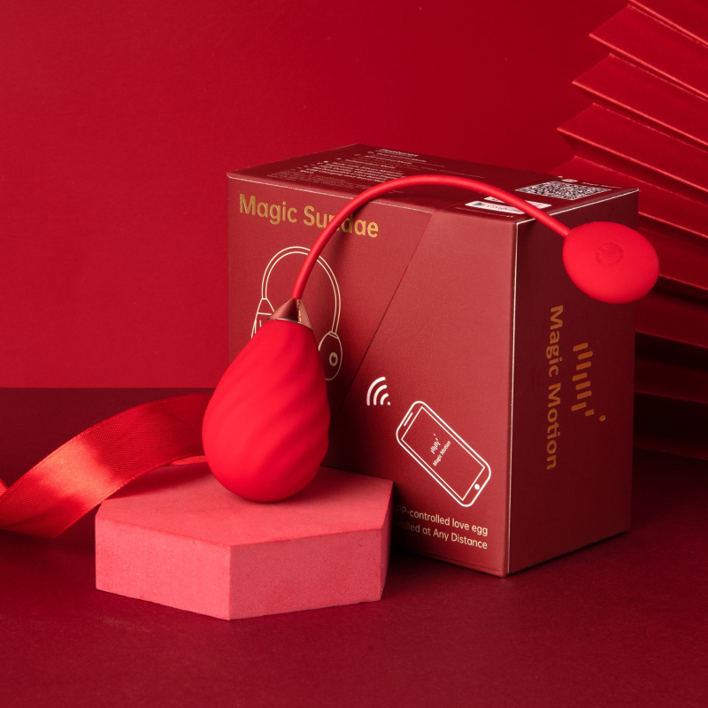 Смарт віброяйце Magic Motion Sundae Red – 10 встановлених режимів, дистанційне керування на відстанні, застосунок