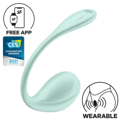 Смарт-виброяйцо – Satisfyer Smooth Petal Connect Mint – Bluetooth-подключение и управление на расстоянии с телефона