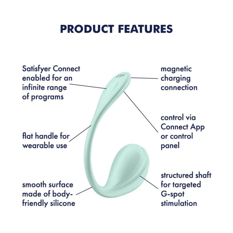 Смарт-виброяйцо – Satisfyer Smooth Petal Connect Mint – Bluetooth-подключение и управление на расстоянии с телефона
