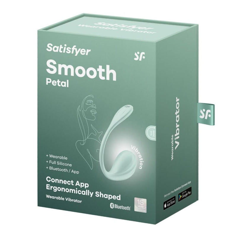 Смарт-виброяйцо – Satisfyer Smooth Petal Connect Mint – Bluetooth-подключение и управление на расстоянии с телефона