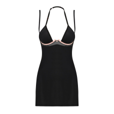 Сорочка Obsessive Selinne chemise & thong XL/2XL Чорний колір, стрінги, подвійні бретелі