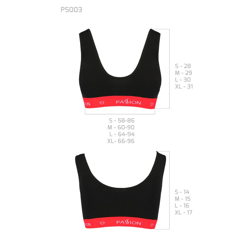 Спортивний топ на широких бретелях Passion PS003 TOP XL, чорний колір