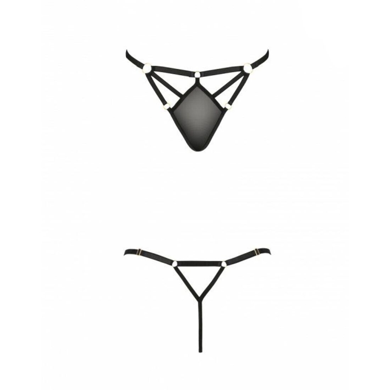 Стрінги зі стреп Passion Exclusive MEGGY THONG L/XL, чорний колір