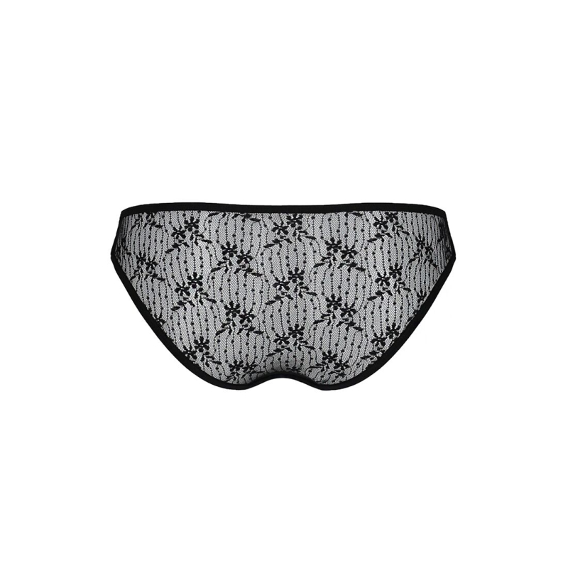 Трусики–сліпи з мереживною сіточкою Passion DINA THONG 2XL/3XL, чорний колір