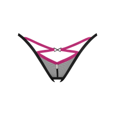 Трусики–стрінги Obsessive Novenes crotchless thong, M/L, сітка, стрепи, прикраса зі стразами, відкри