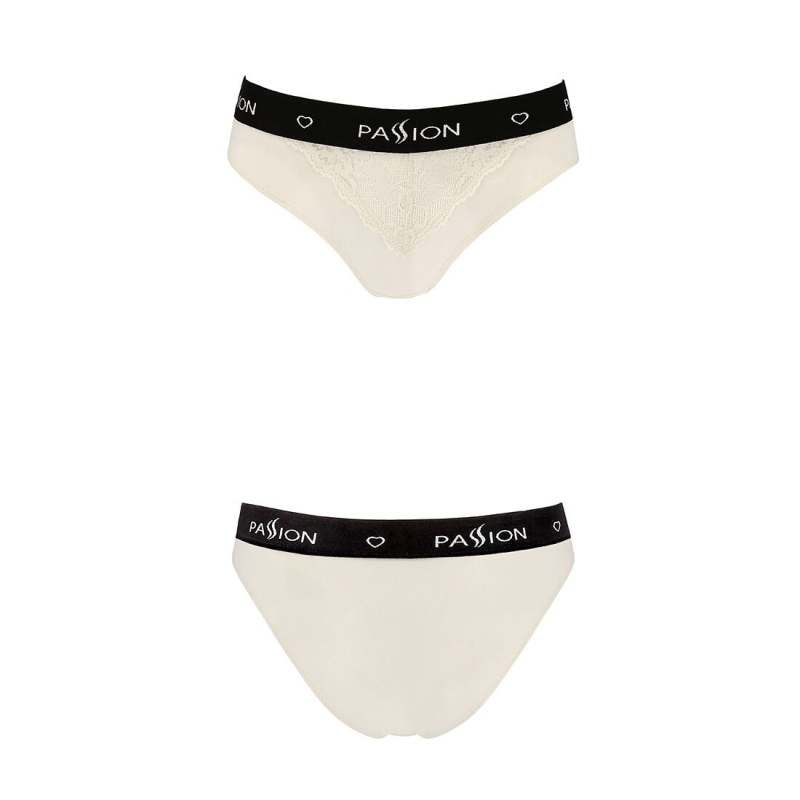 Трусики с широкой резинкой и кружевом Passion PS001 PANTIES S, молочный цвет