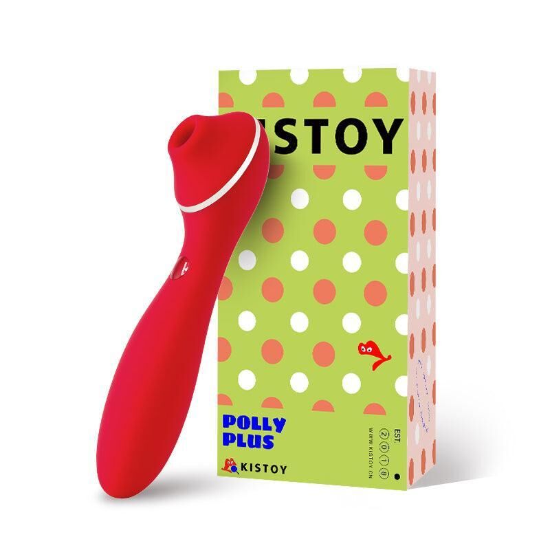 Вакуумный двусторонний вибратор – KISTOY Polly Plus Red – 7 ритмических паттернов, 10 вибро-режимов, 3 вакуумных режима