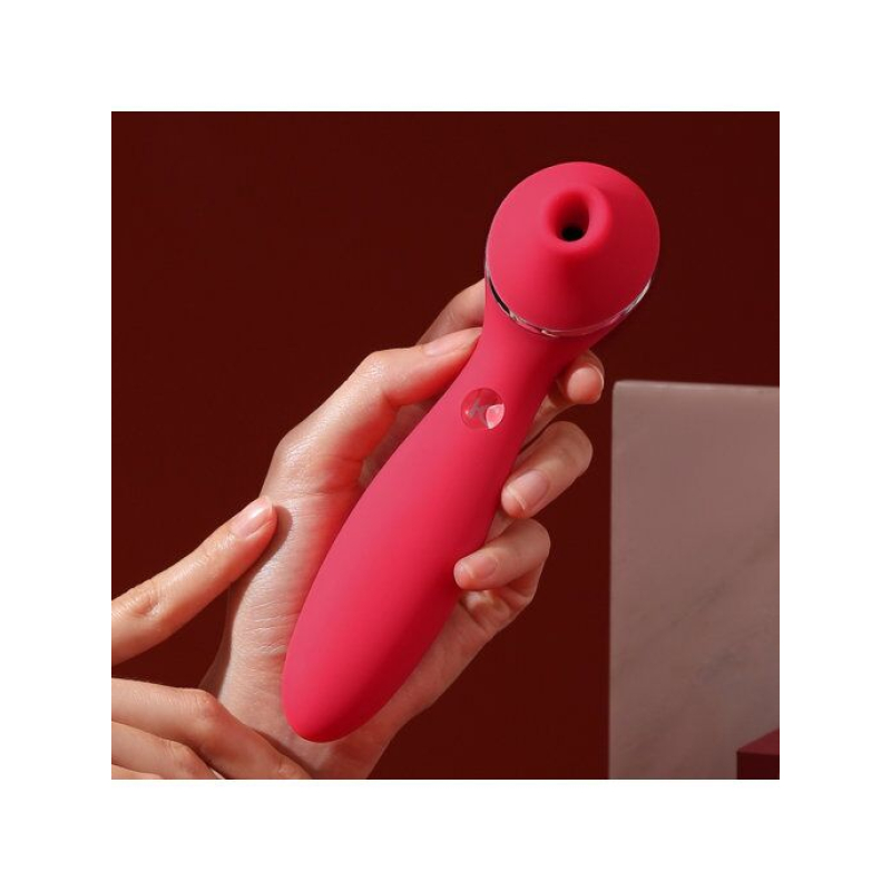 Вакуумный двусторонний вибратор – KISTOY Polly Plus Red – 7 ритмических паттернов, 10 вибро-режимов, 3 вакуумных режима