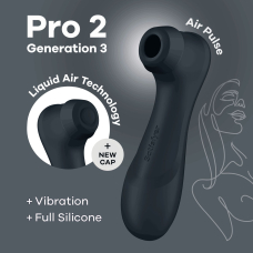 Вакуумний кліторальний стимулятор – Satisfyer Pro 2 Generation 3 Dark Grey – технологія Liquid Air