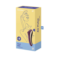 Вакуумный стимулятор с вибрацией – Satisfyer Dual Kiss Wine Red – 11 режимов вакуума, 10 вибро-режимов