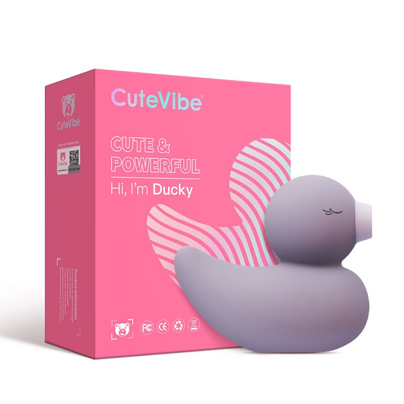 Вакуумний вібратор Качечка – CuteVibe Ducky Grey – 10 режимів вібрації та 3 режима вакуумної стимуляції