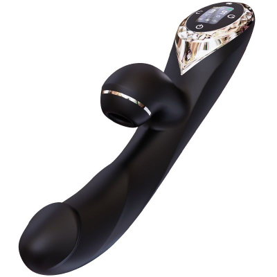 Вакуумний вібратор-кролик з підігрівом KISTOY A-King Pro Black – LED-екран, 9 вібро-режимів + 3 вакуумних, 2 мотори