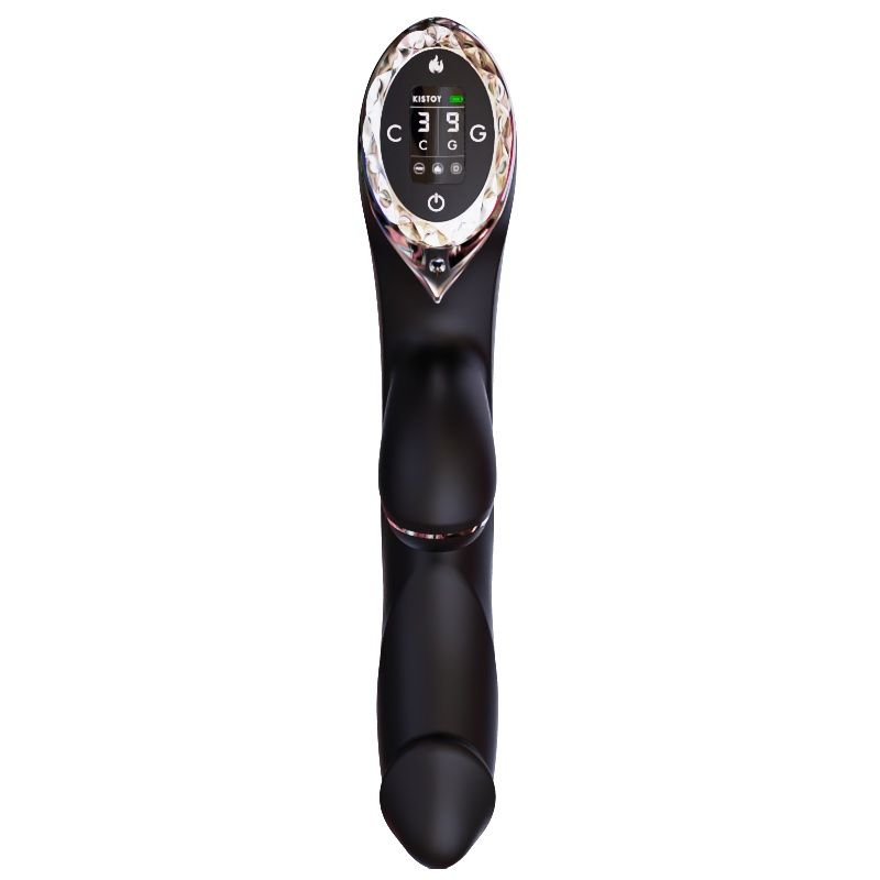 Вакуумний вібратор-кролик з підігрівом KISTOY A-King Pro Black – LED-екран, 9 вібро-режимів + 3 вакуумних, 2 мотори