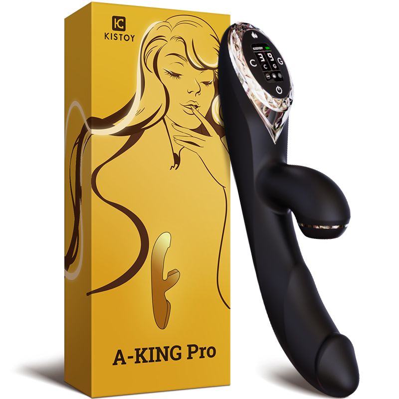 Вакуумний вібратор-кролик з підігрівом KISTOY A-King Pro Black – LED-екран, 9 вібро-режимів + 3 вакуумних, 2 мотори