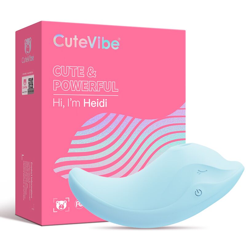 Вібратор-дельфінчик 2в1 – CuteVibe Heidi Blue – 3 режима вакууму та 10 режимів вібрації, 2 мотори