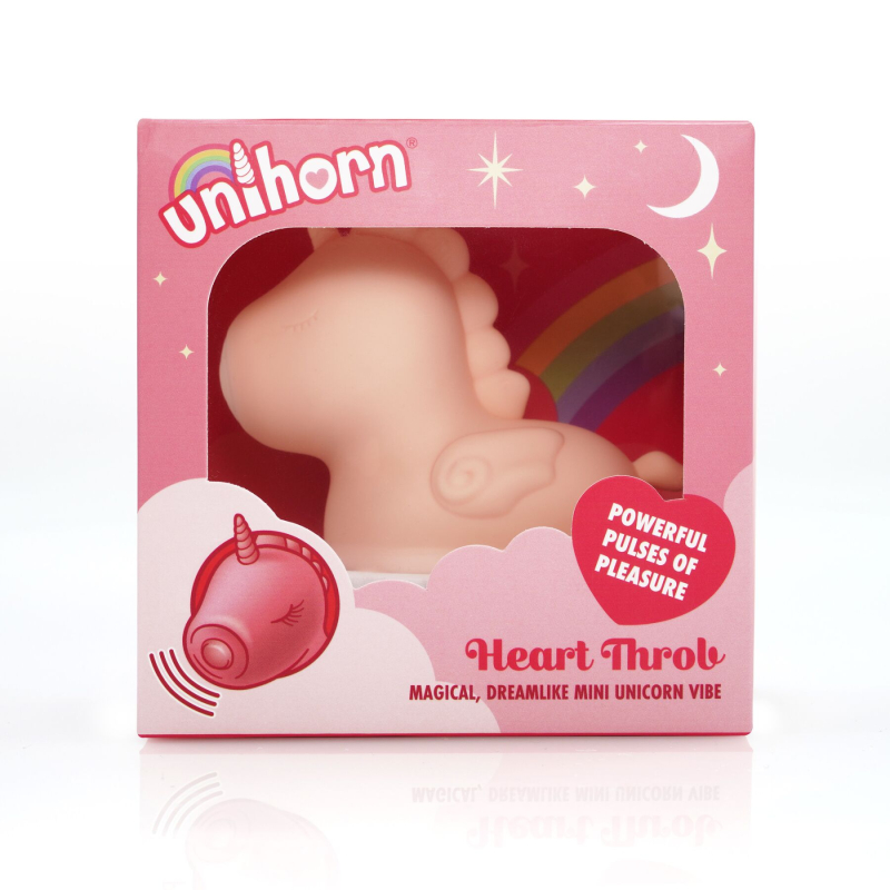 Вібратор-єдиноріжка з пульсацією для клітора Unihorn Heart Throb, бежевого кольору