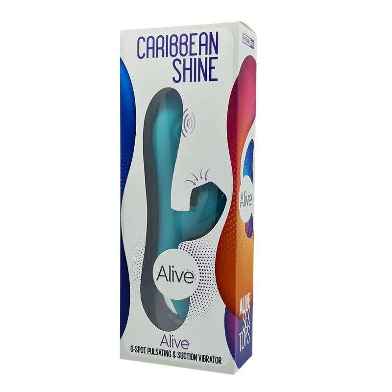 Вібратор-кролик Alive Caribbean Shine Blue 3в1 – пульсівна стимуляція точки G, вакуумна стимуляція клітора, вібромасаж