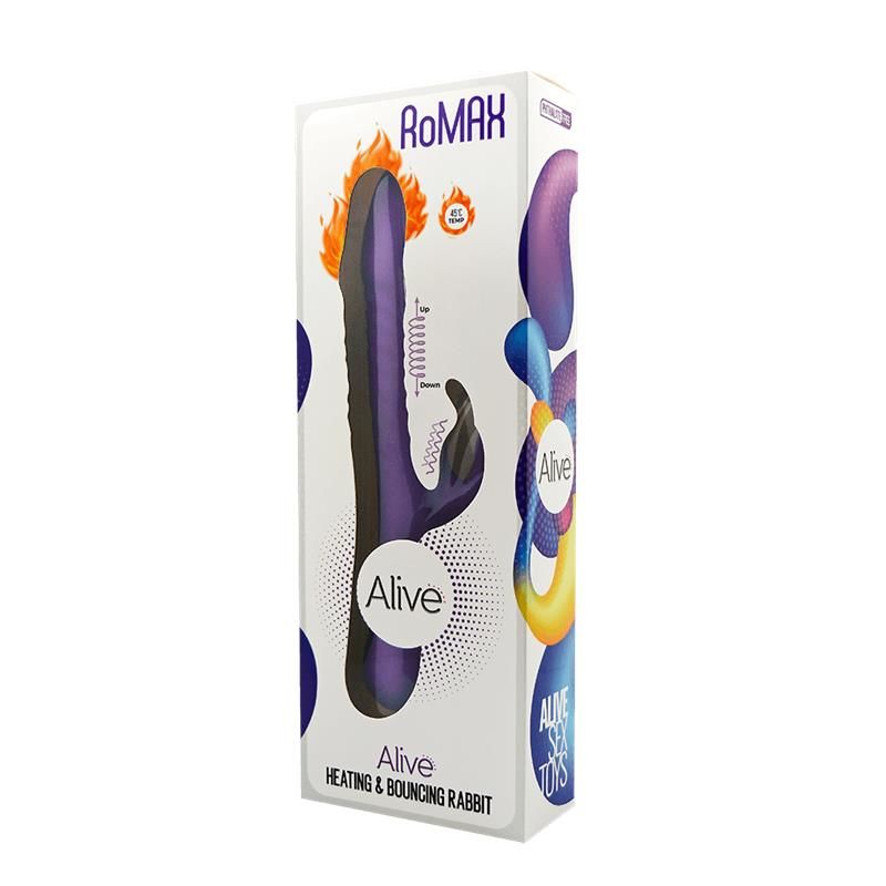 Вібратор-кролик Alive RoMAX Purple із функцією підігріву та обертовою головкою, 10 віброрежимів + 3 режими руху