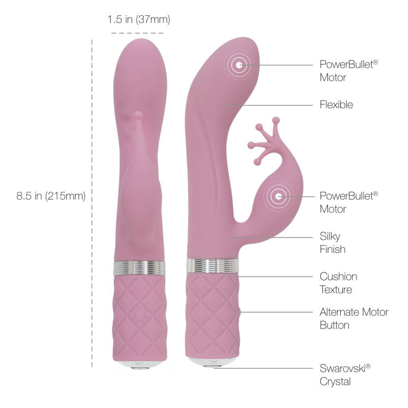 Вибратор-кролик – Pillow Talk Kinky Pink с кристаллом Сваровски, два мощных мотора