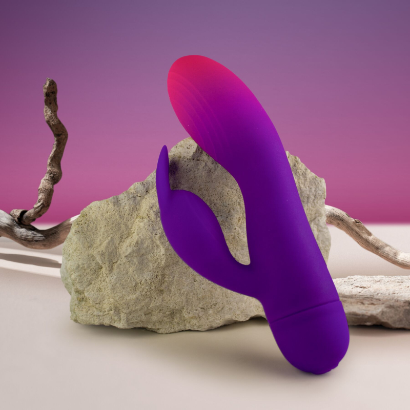 Вібратор-кролик – Rocks Off Glo Girl Rabbit, 2 мотори, 10 режимів, працює від батарейок