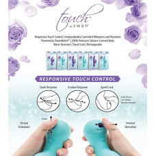 Вибратор-кролик – Touch by SWAN Duo Teal с сенсорным управлением, вращение головки, вибрация точки G, 2 мотора