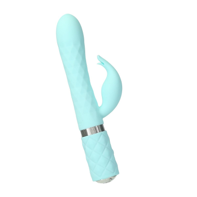 Вибратор-кролик с оборотами и вибрацией – Pillow Talk Lively Teal – кристалл Swarovski, двойной мотор