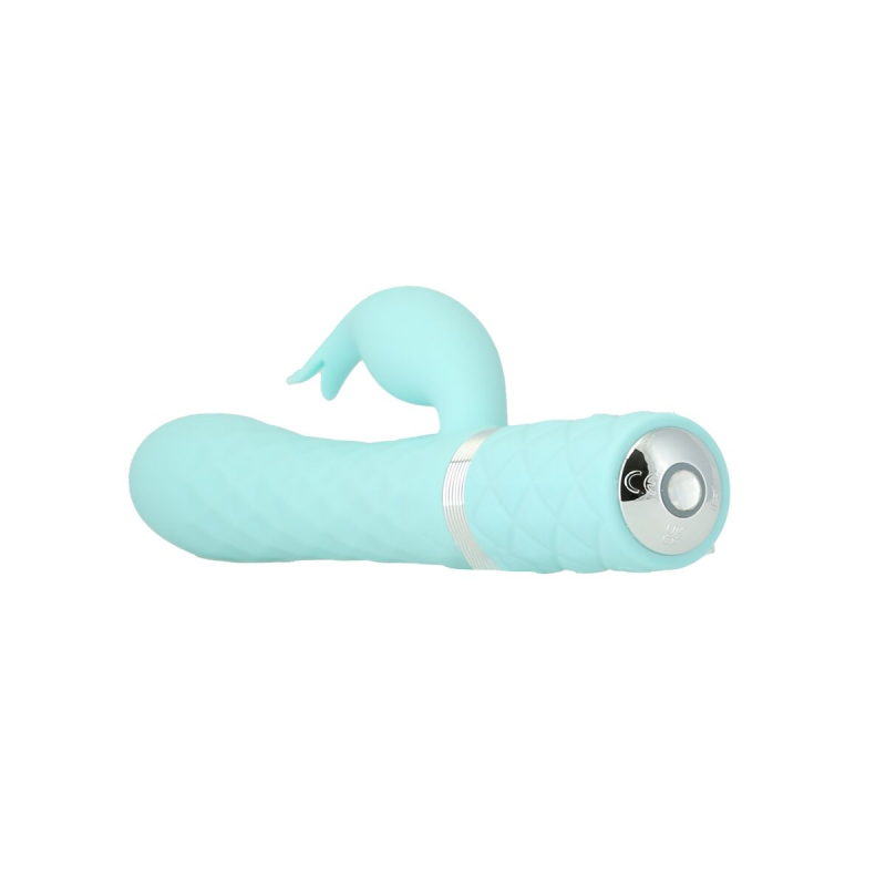 Вибратор-кролик с оборотами и вибрацией – Pillow Talk Lively Teal – кристалл Swarovski, двойной мотор