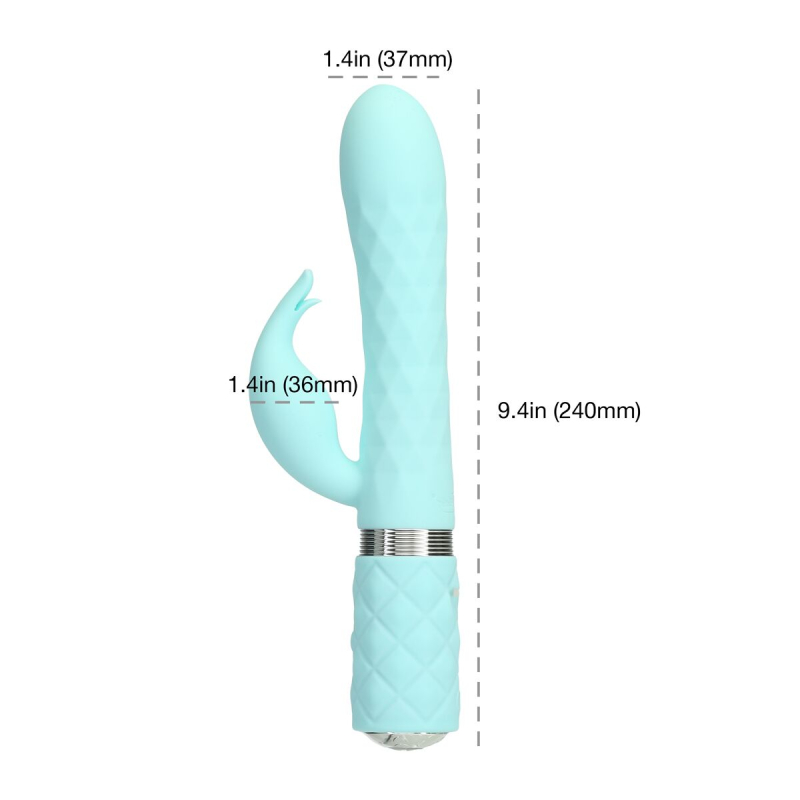 Вибратор-кролик с оборотами и вибрацией – Pillow Talk Lively Teal – кристалл Swarovski, двойной мотор