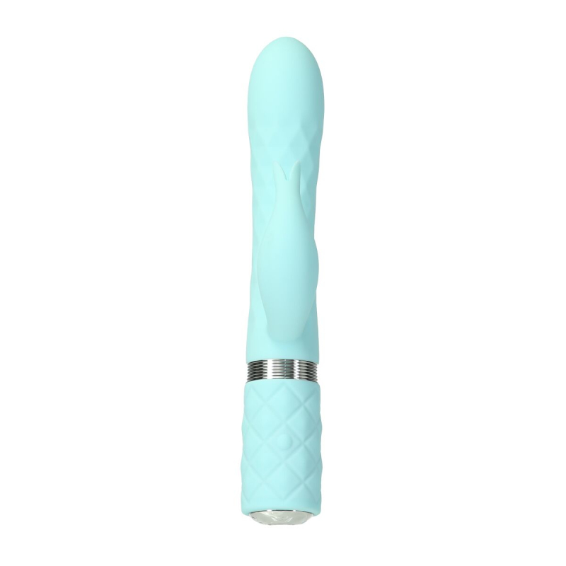 Вибратор-кролик с оборотами и вибрацией – Pillow Talk Lively Teal – кристалл Swarovski, двойной мотор