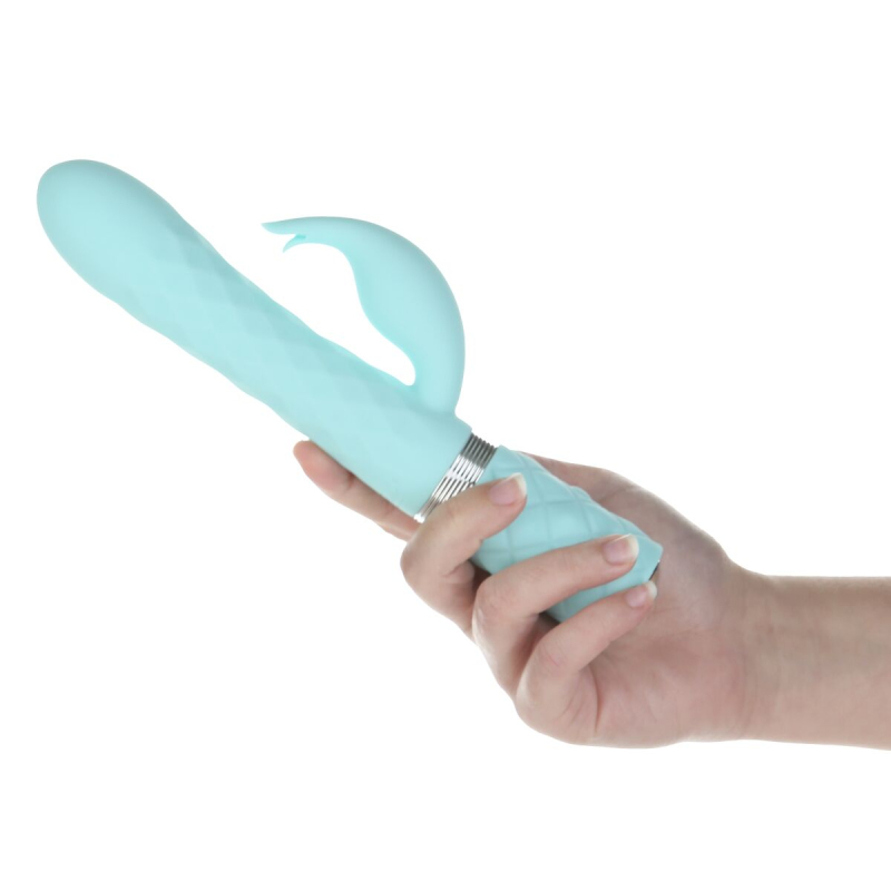 Вибратор-кролик с оборотами и вибрацией – Pillow Talk Lively Teal – кристалл Swarovski, двойной мотор