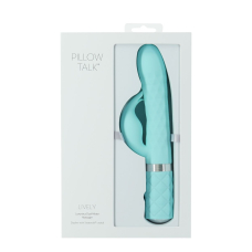 Вибратор-кролик с оборотами и вибрацией – Pillow Talk Lively Teal – кристалл Swarovski, двойной мотор