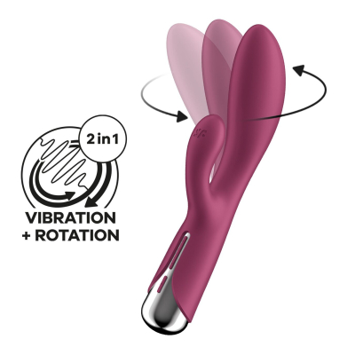 Вибратор-кролик с ротацией – Satisfyer Spinning Rabbit 1 Red – 3 мотора, вращение + вибрация