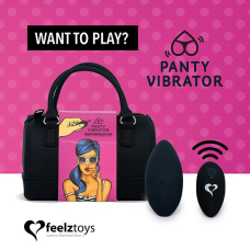 Вібратор у трусики – FeelzToys Panty Vibrator Black – пульт, 6 режимів, сумочка