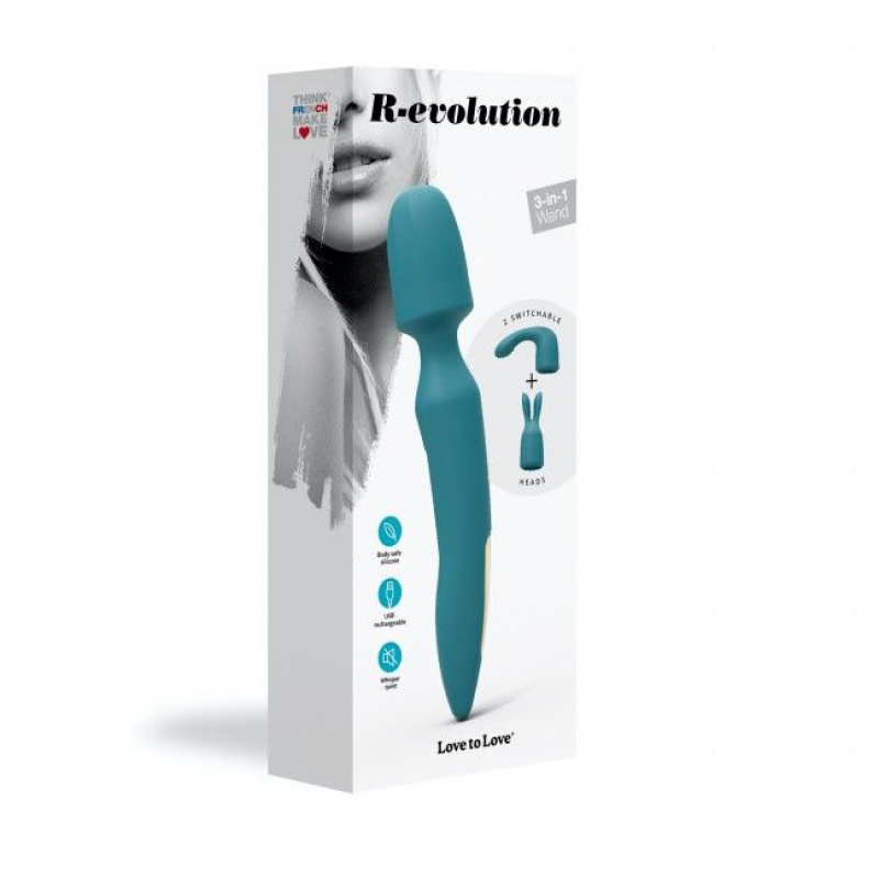 Вібромасажер – Love To Love R-EVOLUTION TEAL ME з двома насадками та гнучкою головкою, 16 режимів роботи