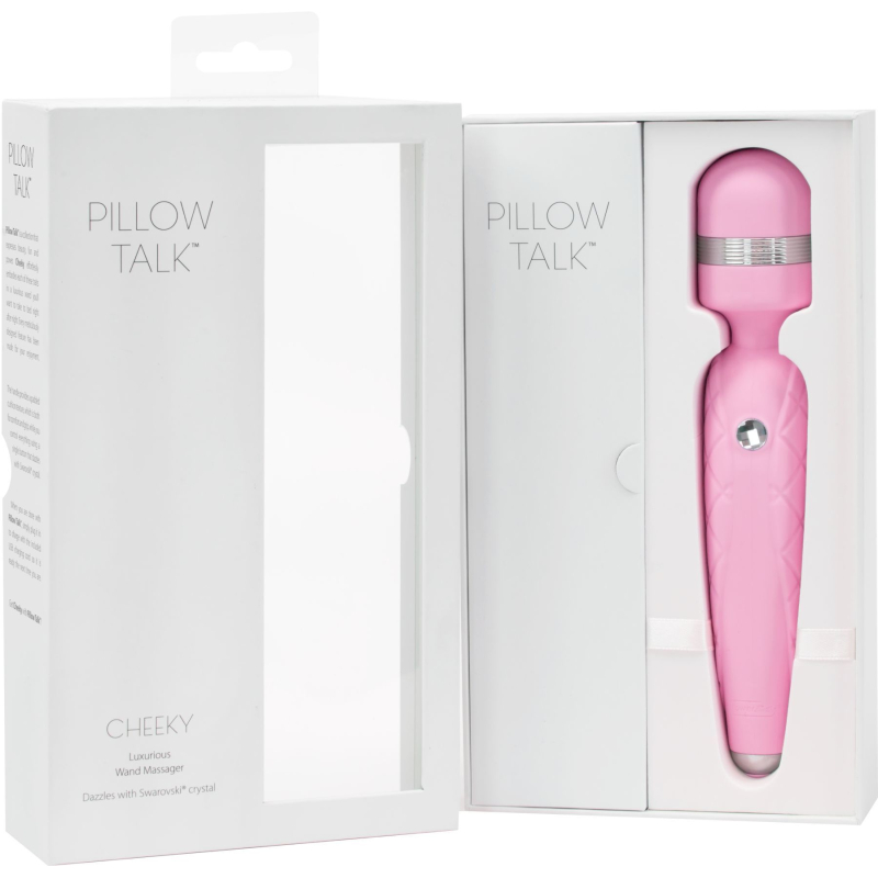 Вибромассажер микрофон с кристаллом Swarovsky – PILLOW TALK Cheeky Pink – гибкая головка + турбо-кнопка мощности