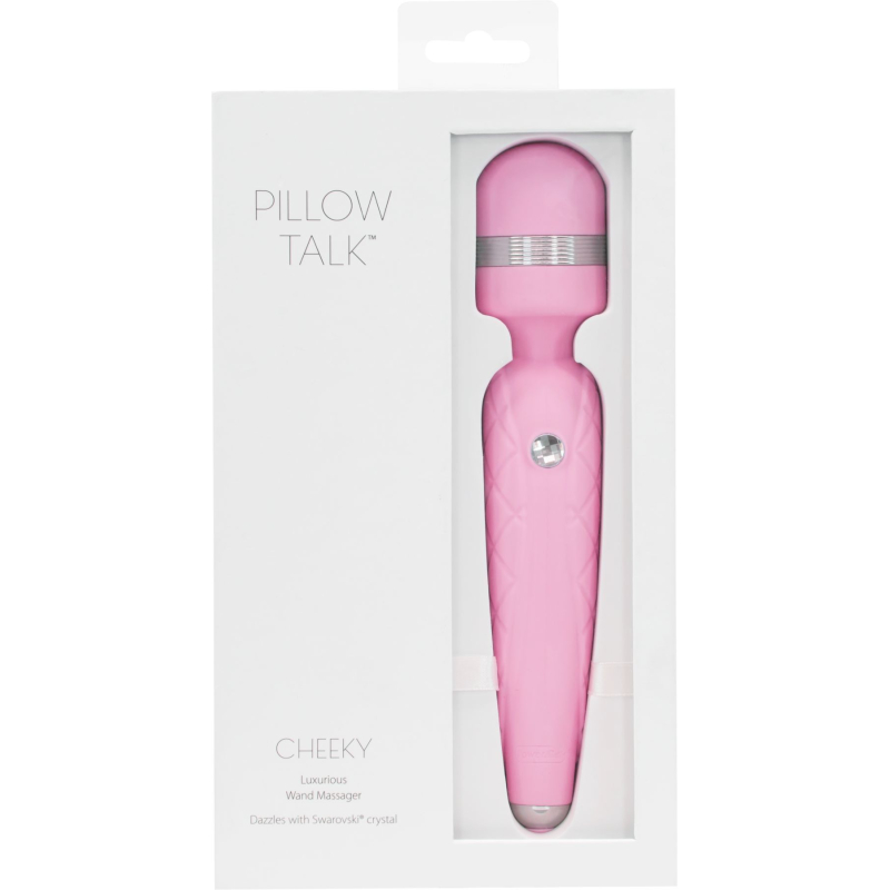 Вибромассажер микрофон с кристаллом Swarovsky – PILLOW TALK Cheeky Pink – гибкая головка + турбо-кнопка мощности