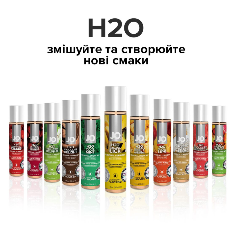 Змазка на водній основі JO H2O – Banana Lick (120 мл) без цукру, рослинний гліцерин