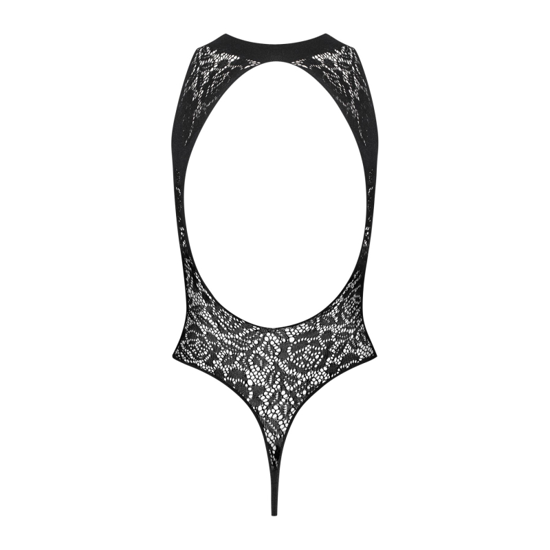 Ажурный бодистокинг с эффектом шнуровки Obsessive B129 teddy Черный S/M/L, черный, с доступом
