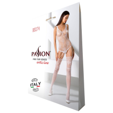 Ажурний бодістокінг з імітацією панчіх Passion BS074 білий