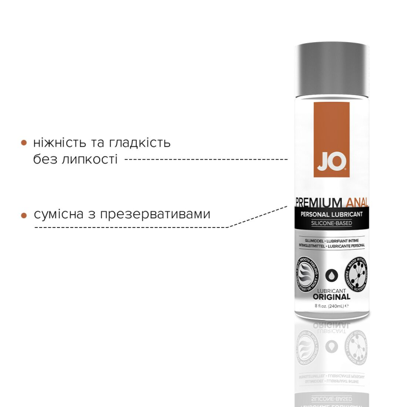 Анальная смазка JO ANAL PREMIUM – ORIGINAL (240 мл) на силиконовой основе водостойкая