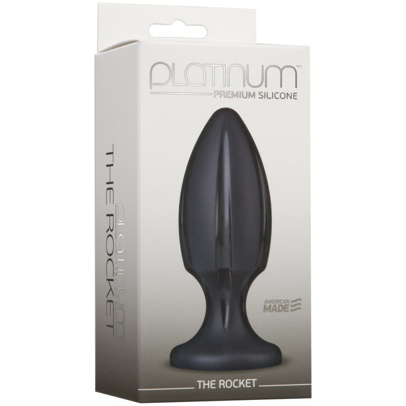 Анальный плаг с каналами для смазки Doc Johnson Platinum Premium Silicone – The Rocket – Black