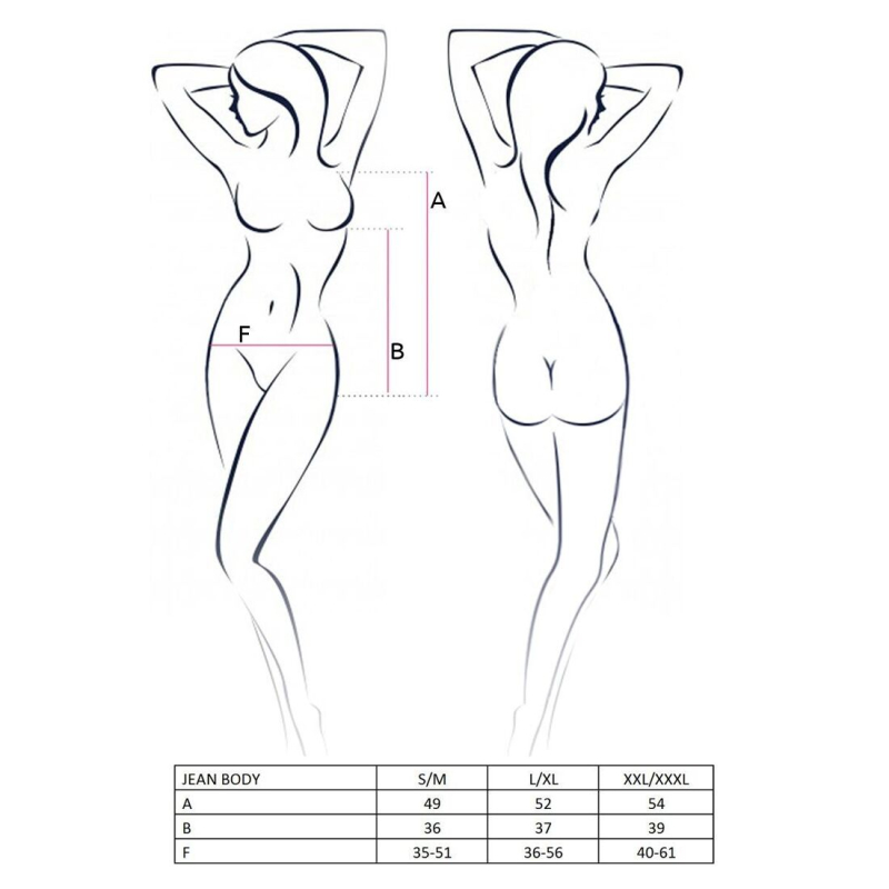 Боді монокіні під латекс Passion JEAN BODY 2XL/3XL, чорний колір