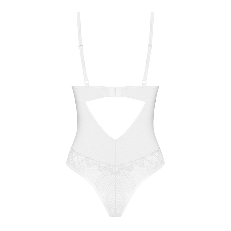 Боді Obsessive Alissium Teddy Білий, XS/S, ліф з м’якою чашкою, високі вирізи для ніг