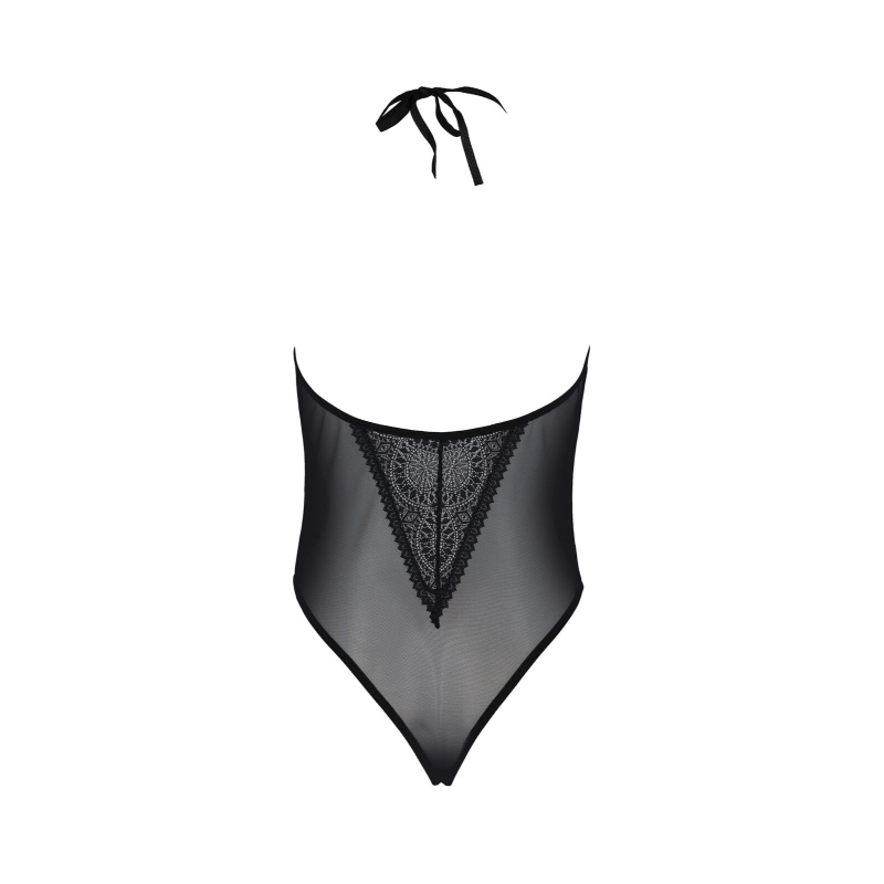 Боді Passion DROSERA BODY Чорний, 2XL/3XL, високі вирізи, верх на зав’язках