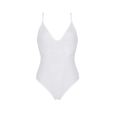 Боді з ажурним декором та відкритим кроком Passion URSULA BODY 2XL/3XL, білий