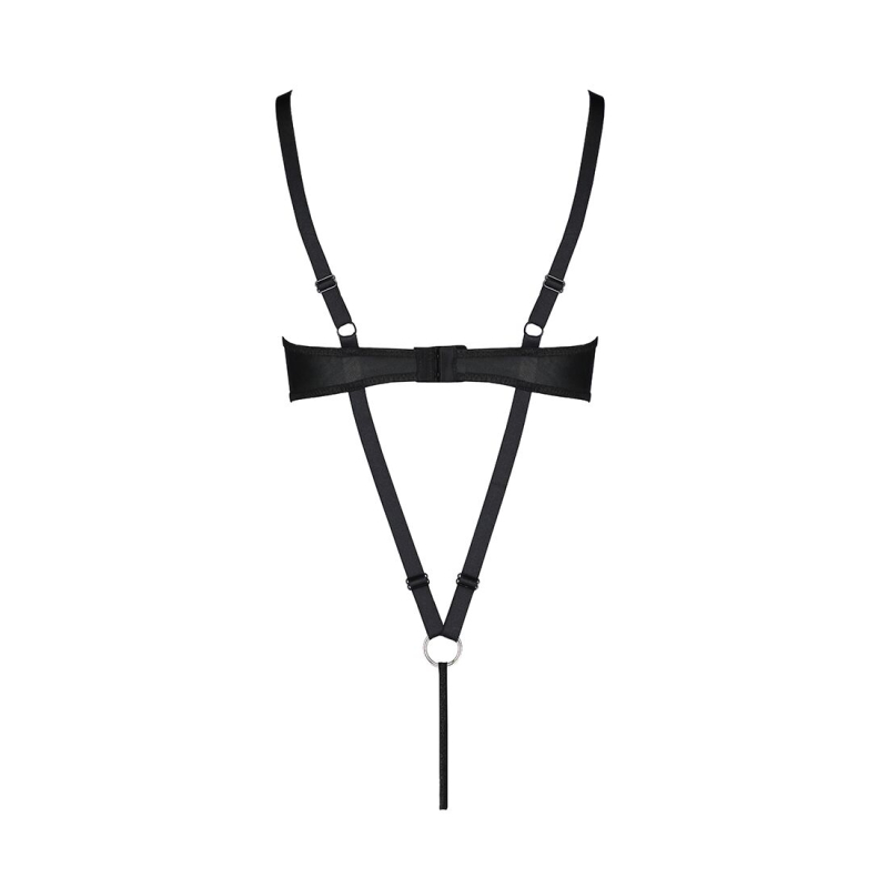 Боді з екошкіри Passion CELINE BODY L/XL, чорний колір, з доступом, відкритий