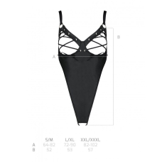 Боді з екошкіри Passion CELINE BODY L/XL, чорний колір, з доступом, відкритий